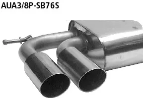 BASTUCK Endschalldämpfer mit Doppel-Endrohr 2 x Ø 76 mm 20° schräg geschnitten für Audi A3 8P/S3 8P (AUA3/8P-SB76S)