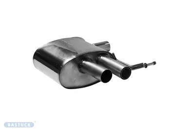 BASTUCK Endschalldämpfer mit 2x Ausgang Ø 57 mm LH für R-Line-Heckschürze mit offener Blende für Volkswagen Passat B8 / Arteon (VWART/3H-57TL)