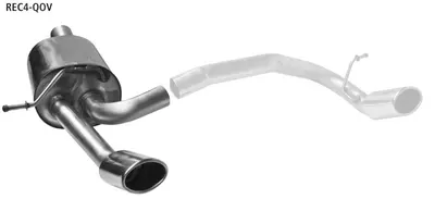 BASTUCK Endschalldämpfer mit einfach Endrohr Oval, 20° schräg mit Lippe 110 x 70 mm mit Anschluss für Endrohrsatz RH für Renault Clio 4 (REC4-QOV)