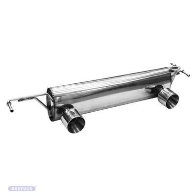 BASTUCK Endschalldämpfer 2x 90mm inch RACE inch Endrohr mitte für Brabus für Smart Fortwo/Forfour 453 (ab. Bj. 2014) 453 u. a. (SMT/453-M90R/FT)