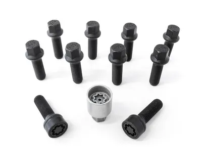 H&R Felgenschloss-Set M14 Kugelbund R14mm, M14x1,5, Schaft 68 mm, schwarz – B1456802SET