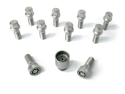H&R Felgenschloss-Set M14 Kegelbund 60°, M14x1,25, Schaft 35 mm, silber – 14253501SET