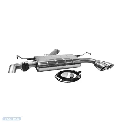 BASTUCK Endschalldämpfer mit Doppel-Endrohr 2x Ø 90 mm, (im RACE Look) für Hyundai i30 (HYI30/PD-KPL/90RS)