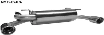 BASTUCK Endschalldämpfer mit 2 Endrohren oval 120 x 80 mm Ausgang seitlich Mazda MX5 (NB) für Mazda MX5 Typ NB (Bj. 1998-2005) (MMX5-OVAL/A)