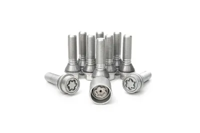 H&R Felgenschloss-Set M14 mit beweglichem Kegelbund 60°, M14x1,25, Schaft 31 mm, silber – 14253108SET