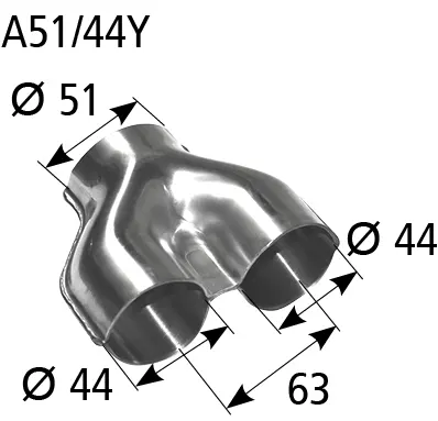 BASTUCK Y-Stück Eingang Ø 51 mm 2x Ausgang Ø 44 mm – universell (A51/44Y)