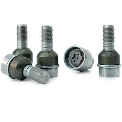 H&R Felgenschloss-Set M14 mit beweglichem Kugelbund R14mm, M14x1,5, Schaft 44 mm, silber – 1454406KEY4