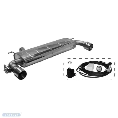 BASTUCK Endschalldämpfer mit Einfach-Endrohr 1x Ø 100 mm LH+RH (im RACE Look) für BMW 1er F40 116i/ 118i ab Baujahr 2019 (BMWF40-K/T100R-S)