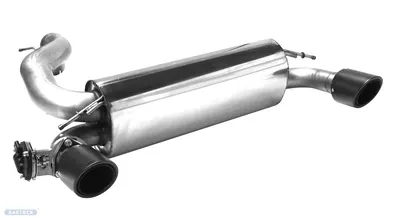 BASTUCK Endschalldämpfer mit Einfach-Endrohr Carbon RACE 1 x Ø 100 mm LH + RH 30° schräg mit Abgasklappe für Ford Focus 3 RS (FO3/RS-K/T100CS)