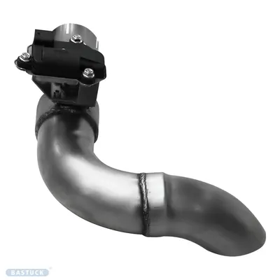 BASTUCK Endrohr links mit Abgasklappe für originale Heckschürze 63mm, 90° nach unten für Volvo XC90 (VOXC90T8/H-TP/K63)