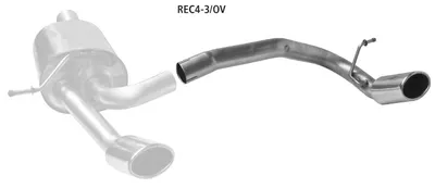 BASTUCK Endrohrsatz RH mit einfach Endrohr Oval, 20° schräg mit Lippe 110 x 70 mm für Renault Clio 4 (REC4-3/OV)