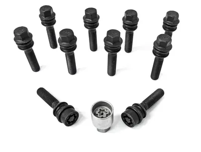 H&R Felgenschloss-Set M14 mit beweglichem Kugelbund R14mm, M14x1,5, Schaft 59 mm, schwarz – B1455907SET