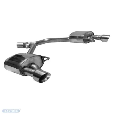 BASTUCK Endschalldämpfer mit Einfach-Endrohr 1x Ø 100 mm LH+RH, 30° schräg geschnitten für Audi A4 B9/A5 F5 TFSI (AUA4/B9-T100RS)