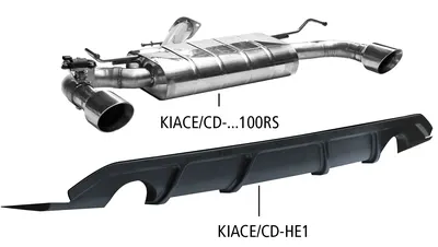 BASTUCK Endschalldämpfer mit Einfach-Endrohr 1x Ø100 mm LH+RH, 30° schräg (im RACE Look) für Kia Ceed CD (2018) (KIACE/CD-100RS+1)