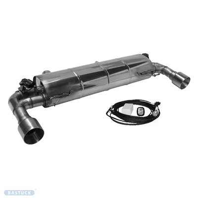 BASTUCK Endschalldämpfer mit Einfach-Endrohr 1x Ø 100 mm LH+RH (im RACE Look) für BMW 3er G20/G21 / 4er G22/G23/G26 (BMWG20-K/T100R+S)
