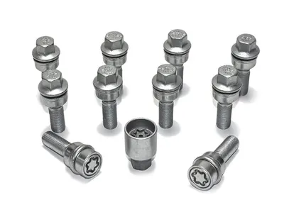 H&R Felgenschloss-Set M14 mit beweglichem Kugelbund R14mm, M14x1,5, Schaft 30 mm, silber – 1453007ASET