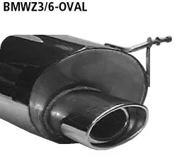 BASTUCK Endschalldämpfer mit Einfach-Endrohr oval 153 x 95 mm für BMW Z3 Roadster / Coupé 2,2l + 3,0l (BMWZ3/6-OVAL)
