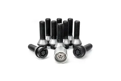 H&R Felgenschloss-Set M14 mit beweglichem Kegelbund 60°, M14x1,25, Schaft 48 mm, schwarz – B14254808SET