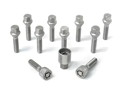 H&R Felgenschloss-Set M12 Kegelbund 60°, M12x1,5, Schaft 24 mm, silber – 1252401SET