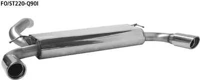 BASTUCK Endschalldämpfer mit Einfach-Endrohr LH + RH 1 x Ø 90 mm 20° schräg geschnitten für Ford Focus 2 ST (ab Bj. 2005) (FO/ST220-Q90I)
