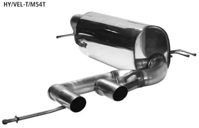 BASTUCK Endschalldämpfer mit doppel Ausgang mitte 2 x Ø 54 mm für original Heckschürzenausgang für Hyundai Veloster (HY/VEL-T/M54T)