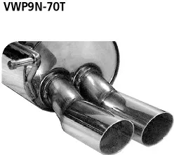 BASTUCK Endschalldämpfer mit Doppel-Endrohr 2 x Ø 70 mm für Volkswagen Polo 9N / Fabia II (VWP9N-70T)