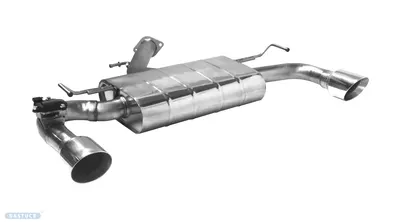 BASTUCK Endschalldämpfer mit Einfach-Endrohr 1x Ø100 mm LH+RH, 30° schräg (im RACE Look) mit Abgasklappe für Hyundai i30 (HYI30/PD-KGL/T100RS)