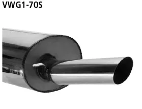 BASTUCK Endschalldämpfer mit Einfach-Endrohr 1 x Ø 70 mm für Volkswagen Golf 1 inkl. Cabrio bis Bj. 1984 (VWG1-70S)