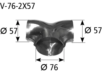 BASTUCK T-Verteiler Eingang Ø 76 mm 2x Ausgang Ø 57mm – universell (V-76-2X57)
