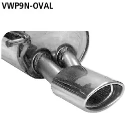 BASTUCK Endschalldämpfer mit Einfach-Endrohr oval 120 x 80 mm für Volkswagen Polo 9N / Fabia II (VWP9N-OVAL)