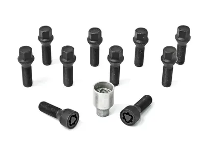 H&R Felgenschloss-Set M14 Kegelbund 60°, M14x1,5, Schaft 50 mm, schwarz – B1455001SET