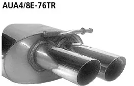 BASTUCK Endschalldämpfer RH mit Doppel-Endrohr 2 x Ø 76 mm, (Avant 8E) für Audi A4/S4 B6/B7 / Exeo (AUA4/8E-S76TR)