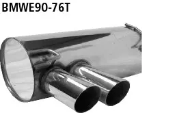 BASTUCK Endschalldämpfer mit Doppel-Endrohr 2 x Ø 76 mm, 20° schräg für BMW 3er E90/3er E91 (BMWE90-76T)