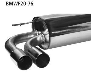 BASTUCK Endschalldämpfer mit Doppel-Endrohr 2x Ø 76 mm für BMW 1er F20/F21 (inkl. M135i/M140i) (BMWF20-76)