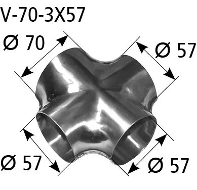 BASTUCK Verteiler Eingang Ø 70 mm 3x Ausgang Ø 57 mm – universell (V-70-3X57)