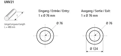 BASTUCK Universal-Schalldämpfer rund 124 mm, Länge 480 mm – universell (UNV21)