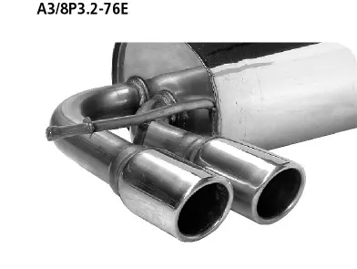 BASTUCK Endschalldämpfer mit Doppel-Endrohr 2 x Ø 76 mm mit Lippe, 20° schräg geschnitten für Audi A3 8P/S3 8P (AUA3/8P3.2-76E)
