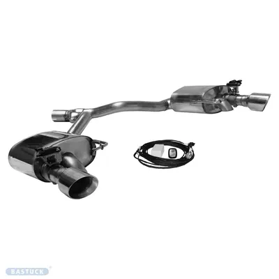 BASTUCK Endschalldämpfer mit Einfach-Endrohr 1x Ø 100 mm LH+RH, 30° schräg geschnitten für Audi A4 B9/A5 F5 TFSI (AUA4/B9-K/T100RS)