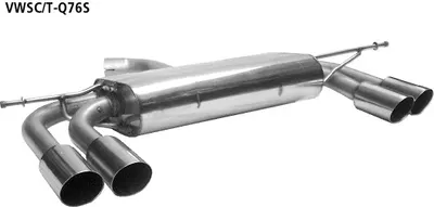 BASTUCK Endschalldämpfer mit Doppel-Endrohr LH + RH 2 x Ø 76 mm, 20° schräg geschnitten für Volkswagen Scirocco 3 / Golf 6 (VWSC/T-Q76S)