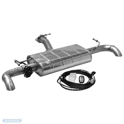 BASTUCK Endschalldämpfer mit 1x Ausgang Ø 63 mm LH+RH, 90° nach unten für Kia Sportage NQ5 außer Facelift (KIASPOR/NQ5-K/63)