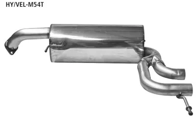 BASTUCK Endschalldämpfer mit doppel Ausgang mitte 2 x Ø 54 mm für original Heckschürzenausgang für Hyundai Veloster 1.6l (HY/VEL-M54T)