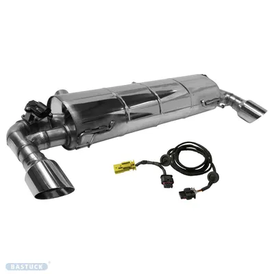 BASTUCK Endschalldämpfer mit Einfach-Endrohr 1x Ø 100 mm LH+RH (im RACE Look), 30° schräg für BMW 3er G20/G21 / 4er G22/G23/G26 (BMWG20-K/T100RS)