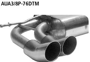 BASTUCK Endschalldämpfer DTM mit Doppel-Endrohr 2 x Ø 76 mm für Audi A3 8P/S3 8P (AUA3/8P-76DTM)