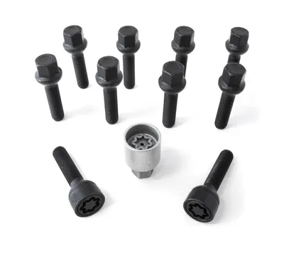 H&R Felgenschloss-Set M14 Kugelbund R13mm, M14x1,5, Schaft 47 mm, schwarz – B1454703SET