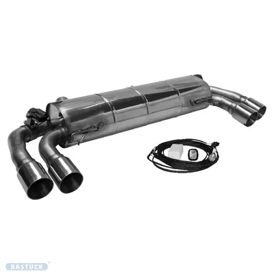 BASTUCK Endschalldämpfer mit Doppel-Endrohr 2x Ø 90 mm LH+RH (im RACE Look) für BMW 3er G20/G21 / 4er G22/G23/G26 (BMWG20-K/Q90R+S)