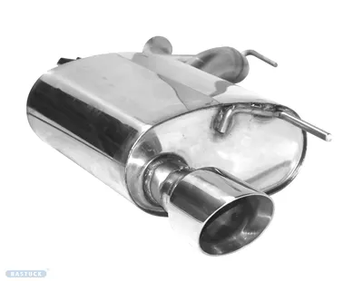 BASTUCK Endschalldämpfer mit Einfach-Endrohr 1 x Ø 100 mm RH, 30° schräg für Ford Mustang (FDMG/LAE-T100RSR)