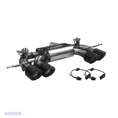 BASTUCK Endschalldämpfer mit Doppel-Endrohr Carbon 2x Ø 110mm, 25°schräg LH+RH und 2x Abgasklappen für BMW 4er M4 M4 (G82/G83) (BMWG80-K/Q110CS)