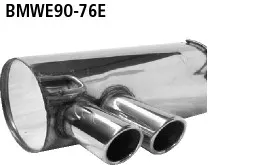 BASTUCK Endschalldämpfer mit Doppel-Endrohr 2 x Ø 76 mm eingerollt 20° schräg geschnitten für BMW 3er E90/3er E91 (BMWE90-76E)