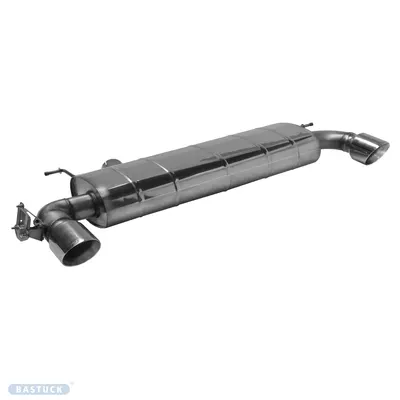 BASTUCK Endschalldämpfer mit Einfach-Endrohr 1x Ø 100 mm LH+RH (im RACE Look), 30° schräg geschnitten für BMW 1er F40 (BMWF40-K/T100RS)