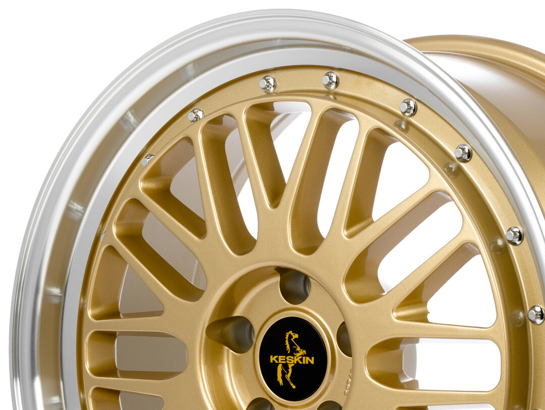 Keskin KT22 Felgen 19 Zoll 8,5x19 ET35 5x120 Gold Lip Polish (GLP) – Felgensatz für BMW